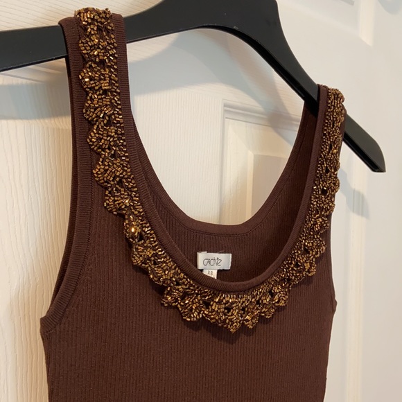 Cache Brown Stretchy Embellished Tank Top Size XS - Picture 6 of 10